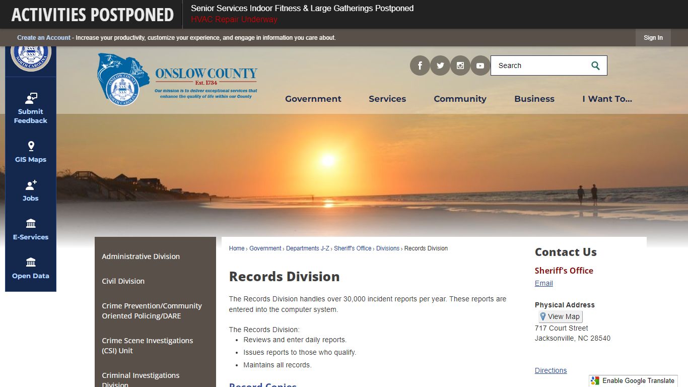 Records Division | Onslow County, NC